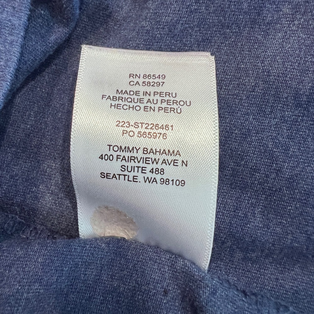 Tommy Bahama Mens XXL Blue Long‎ Sleeve Tee Red Rum Wine Graphic T-Shirt - Picture 9 of 9